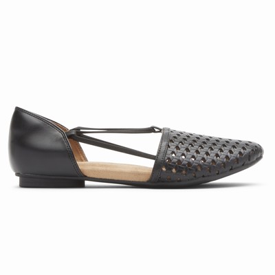 Flats Rockport Reagan Perforated Mulher Pretas PT-12596